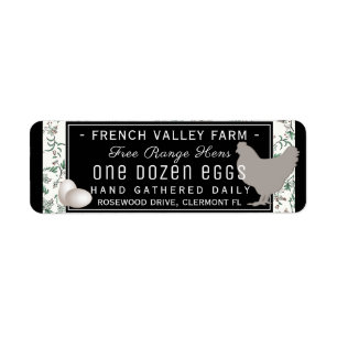 Egg Carton Label Return Address Size Hen and Eggs