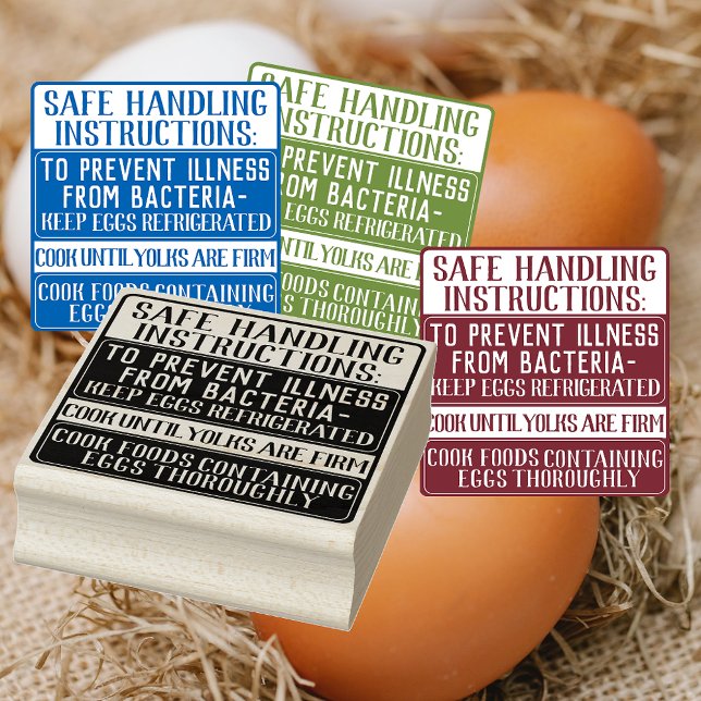 Egg carton MANDATORY SAFE HANDLING INSTRUCTIONS 2" Rubber Stamp (Creator Uploaded)