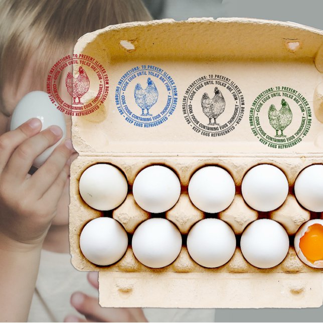 Egg carton MANDATORY SAFE HANDLING INSTRUCTIONS Rubber Stamp (Creator Uploaded)