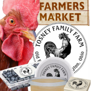 Egg Carton Stamp Rooster Farm Name