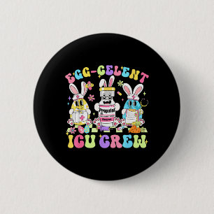 Egg-celent ICU Crew Nurse Retro Groovy Bunny 6 Cm Round Badge
