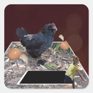 Egg-cellent Feast: Giant Chicken's Pop-Out Design Square Sticker