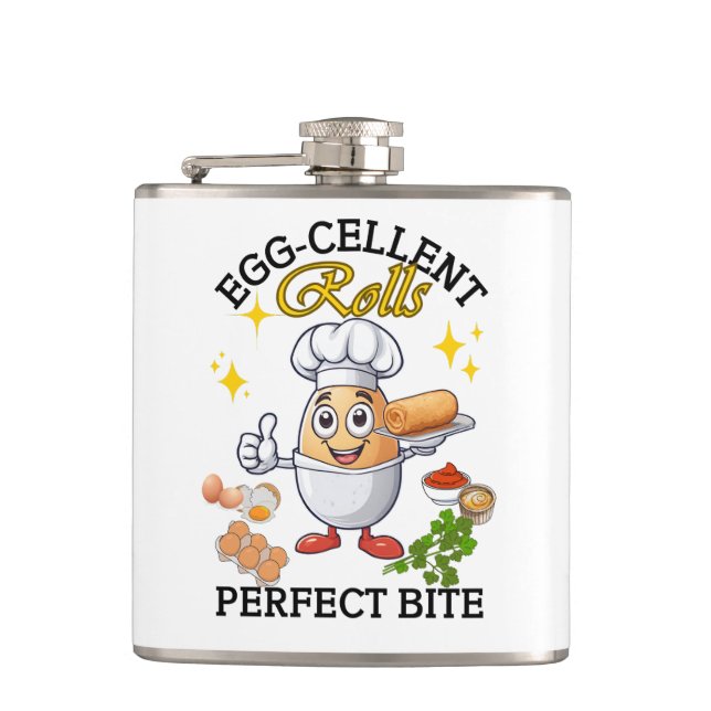 Egg-cellent Rolls Perfect Bite Hip Flask (Front)