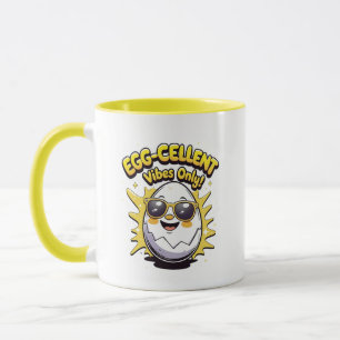 Egg-cellent Vibes Only! Funny Cute Egg Pun Coffee  Mug