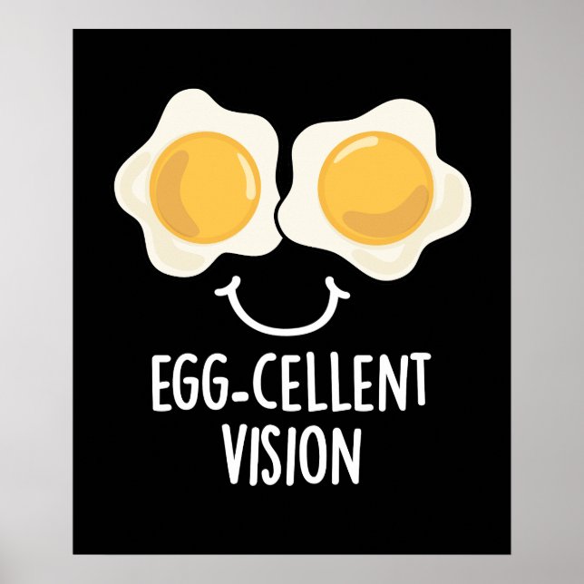 Egg-cellent Vision Funny Egg Pun Dark BG Poster (Front)