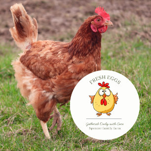 Egg chicken Cartoon customised egg box Classic Round Sticker