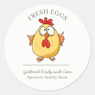 Egg chicken Cartoon customized egg box Classic Round Sticker