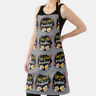 Egg-cited for Breakfast Funny Foodie Pun Design Apron