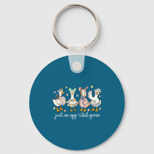Egg Cited Goose Silly Funny Graphic Art Key Ring
