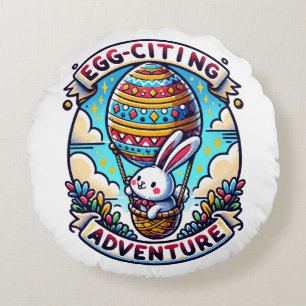 Egg-Citing Adventure Round Cushion