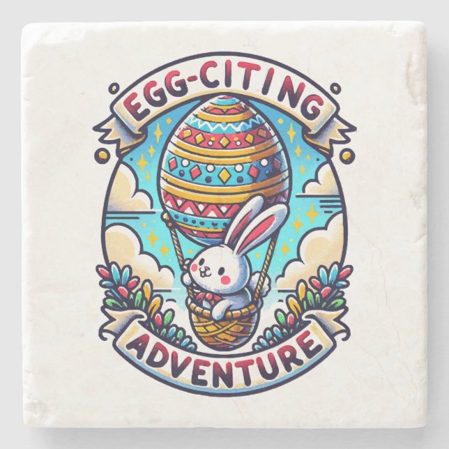 Egg-Citing Adventure Stone Coaster (Front)