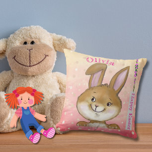 Egg-citing Egg Hunt Kids Pink Cushion