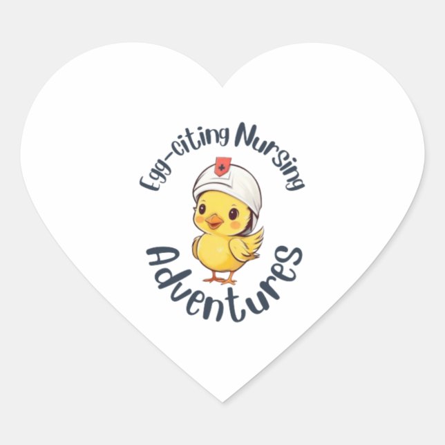 Egg-citing Nursing Adventures Relaxed Fit  Heart Sticker (Front)
