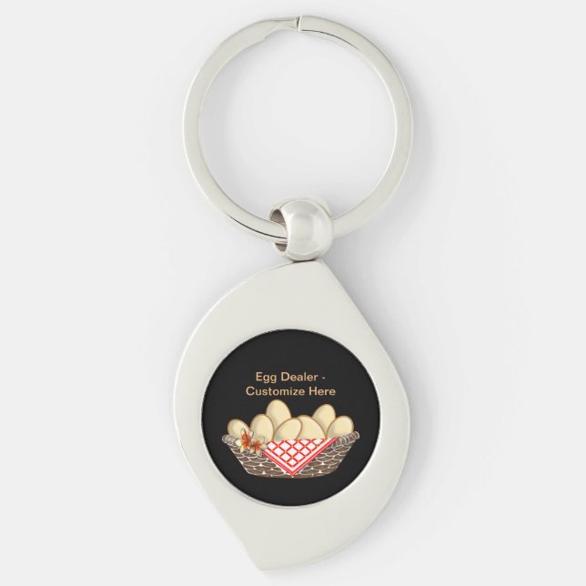 "Egg Dealer" Metal Keychain - personalise it (Front)