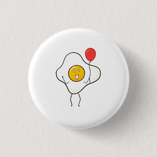 Egg design with balloon, personalise, customise 3 cm round badge (Front)