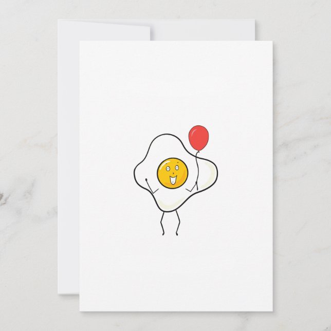 Egg design with balloon, personalise, customise invitation (Front)