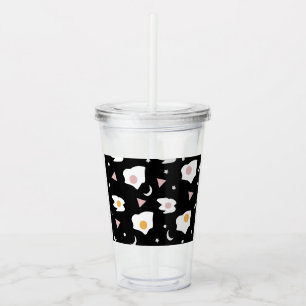 Egg Dinner Moon Confetti Pattern Acrylic Tumbler