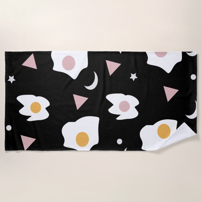 Egg Dinner Moon Confetti Pattern   Beach Towel (Front)
