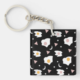 Egg Dinner Moon Confetti Pattern    Key Ring