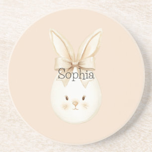 Egg Face Bunny Ears Bow Coaster