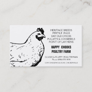 Egg Farm Black and White Chicken Business Card