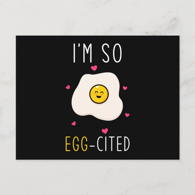Egg Fried Eggs Pun Eggcited Postcard (Front)