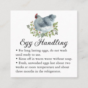 Egg Handling Care Instructions Floral Chicken Hen Square Business Card