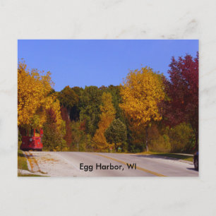 Egg Harbour, WI Fall Season & Trolley Car Postcard