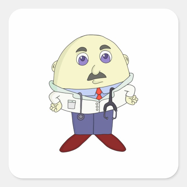 Egg Head Doctor Square Sticker (Front)