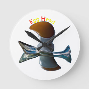 Egg Head Quirky Designs Round Clock