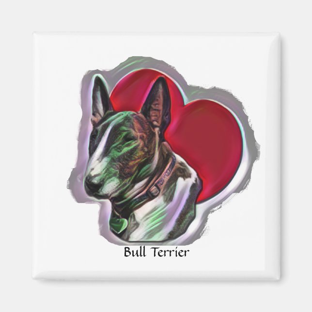 Egg Head White PopArt Bull Terrier Graphic Magnet (Front)