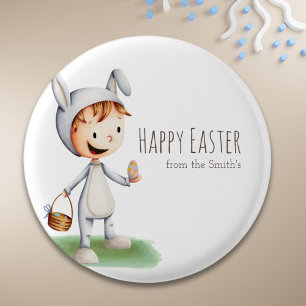 Egg Hunt Boy Happy Easter Family Personalised 3 Cm Round Badge