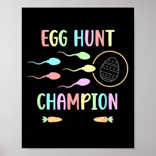 Egg Hunt Champion Men's Easter Pregnancy Announcem Poster
