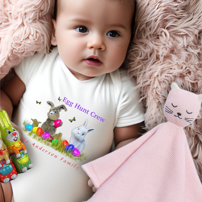 Egg Hunt Crew Personalised Family Name  Baby Bodysuit (Creator Uploaded)