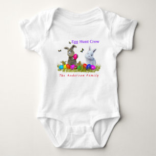 Egg Hunt Crew Personalised Family Name Baby Bodysuit