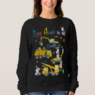 Egg Hunt Is On Construction Trucks Easter Bunny Bo Sweatshirt