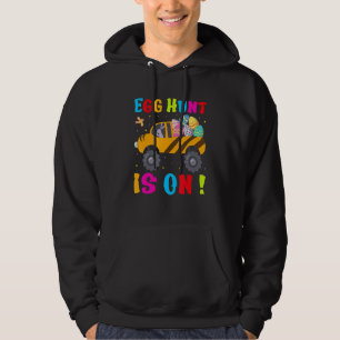 Egg Hunt Is On Funny Easter Sunday Tractor Kids Bo Hoodie