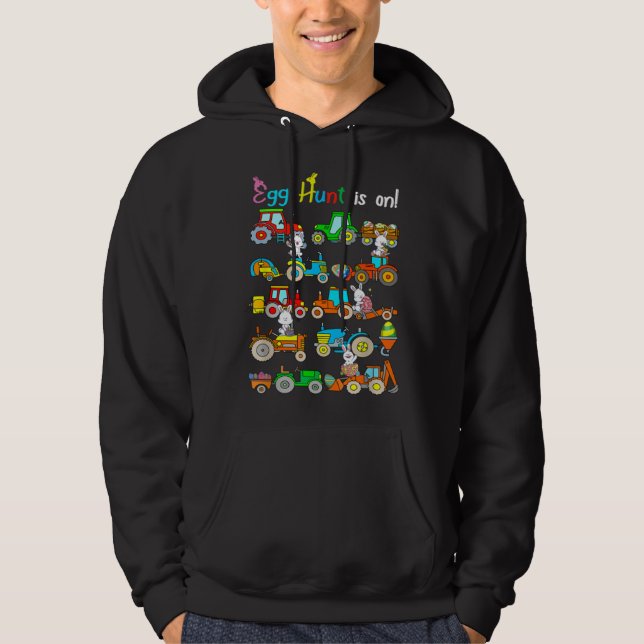 Egg Hunt Is On Tractor Easter Bunny Eggs Boys Kids Hoodie (Front)