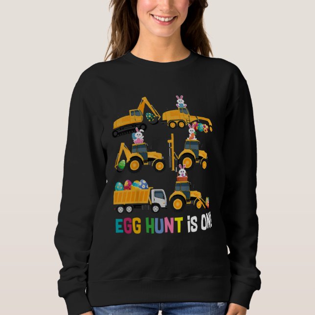 Egg Hunt Is On Tractor Easter Bunny Eggs Boys Kids Sweatshirt (Front)