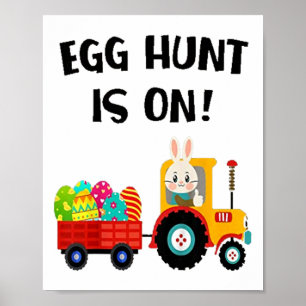 Egg Hunt Is On Tractor Easter Eggs Cute Boys Kids Poster