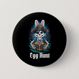 Egg Hunt Skeleton Bunny Pirate Rabbit Boys Easter 6 Cm Round Badge