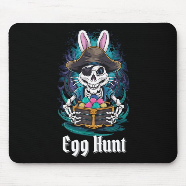 Egg Hunt Skeleton Bunny Pirate Rabbit Boys Easter  Mouse Pad (Front)