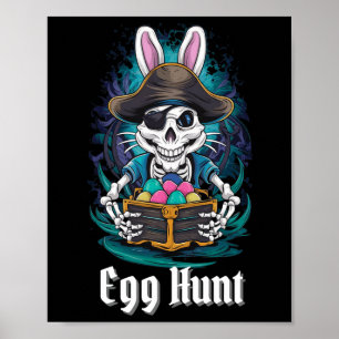 Egg Hunt Skeleton Bunny Pirate Rabbit Boys Easter Poster