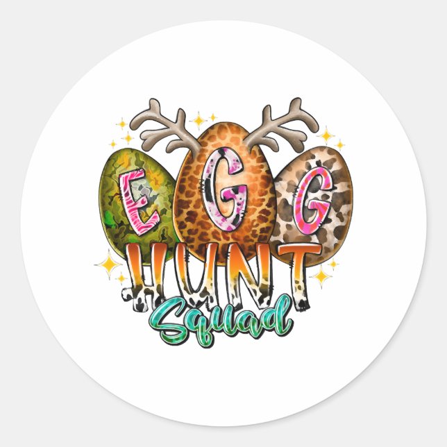 Egg Hunt Squad Classic Round Sticker (Front)