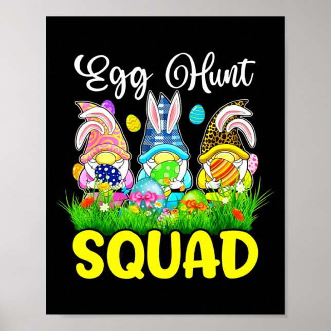 Egg Hunt Squad Gnomes Easter Day Bunny Ears Easter Poster (Front)