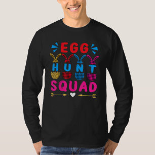 Egg Hunt Squad Leopard Buffalo Plaid Red Happy Eas T-Shirt