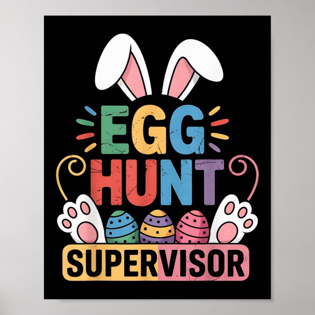 Egg Hunt Supervisor Bunny Paws Easter Party Matchi Poster (Front)