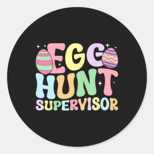 Egg Hunt Supervisor Retro Egg Hunting Party Mum Da Classic Round Sticker