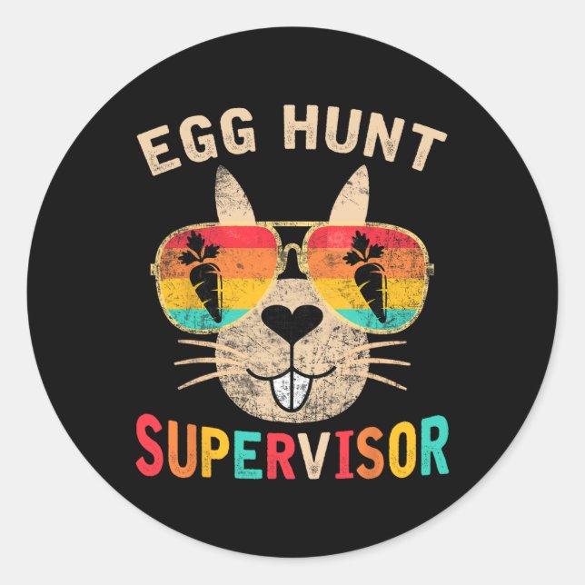 Egg Hunt Supervisor Retro Egg Hunting Party Mum Da Classic Round Sticker (Front)