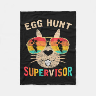 Egg Hunt Supervisor Retro Egg Hunting Party Mum Da Fleece Blanket